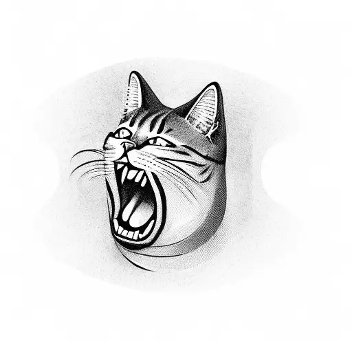 A Cat Yawning With A Big Mouth