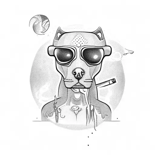 Alien Smoking Weed With A Pitbull