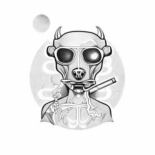 Alien Smoking Weed With A Pitbull