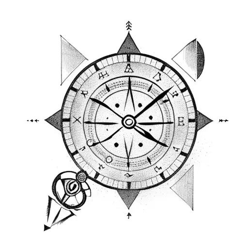 Long Arrow With Clock And Compass