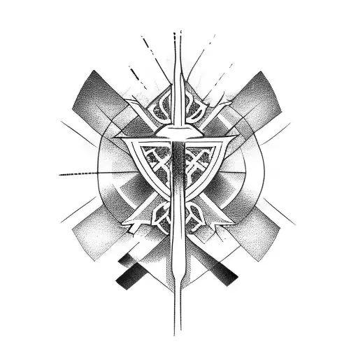Abstract Art Incorporating A Jesus Cross And Elements Of Japanese Tattoo Art