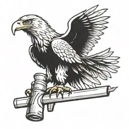 Eagle Holding Hammer On Roof Top