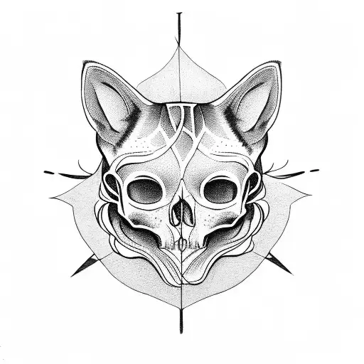 Cat Skull With Roses