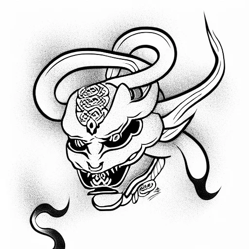 Hannya Mask Snake Coming Through Eyes