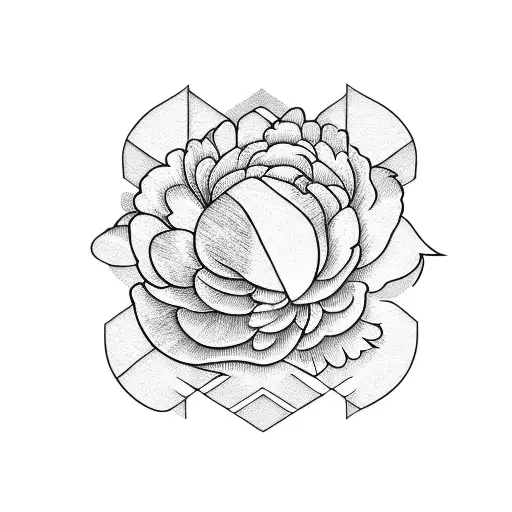 Peony With Geometric Background