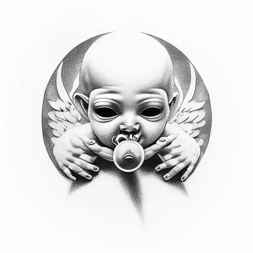 Cherub With Sunken In Eyes Covering Mouth With Hands