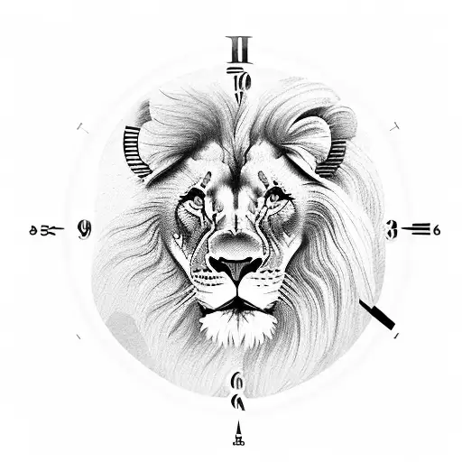 Lion Side Profile With Clock