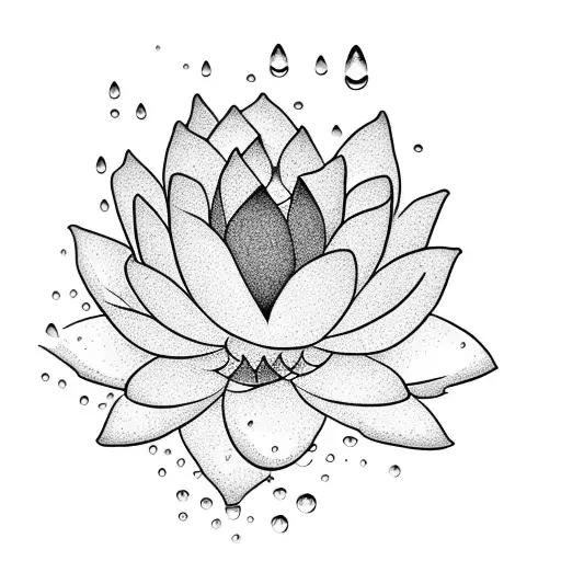 Raindrops Falling On A Lotus Flower