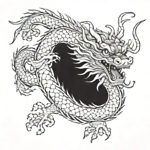 Chinese Dragon With Thin Lines Around The Arm