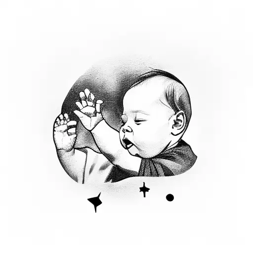 Baby Holding Mothers Finger Outline