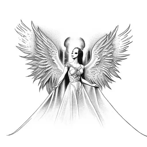 Two Pictures Of Angel On Both Sides Of Word Paradise