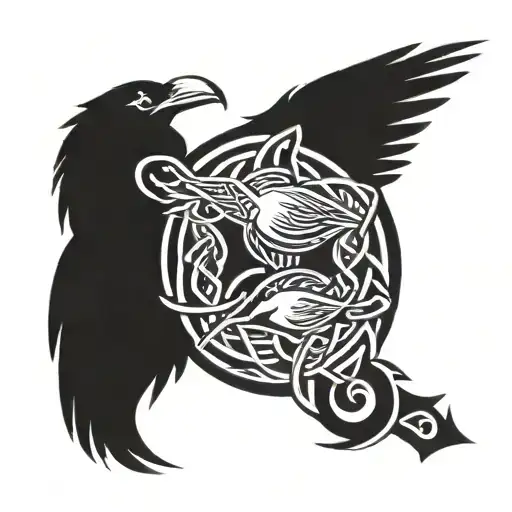 Viking Style Ravens In Love With Trinity Knot Symbol For Wrist