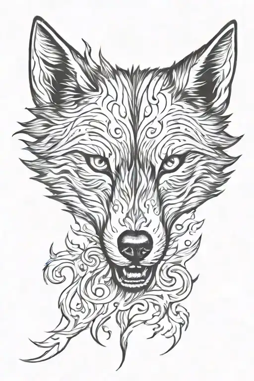 Wolf With Fire Coming