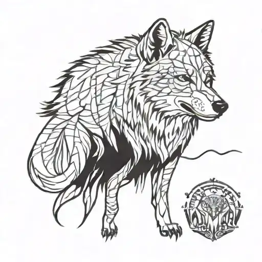 Wolf Black Line Blood Danger