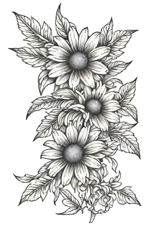 Daisy And Cross Tattoo Design