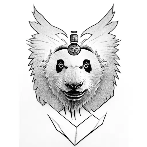 An Eagle Totem On Top Of A Panda Totem On Top Of A Mammoth Totem