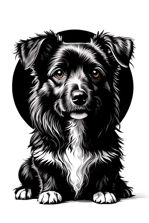 Germam Shepherd Dog Sitting Made From Dots