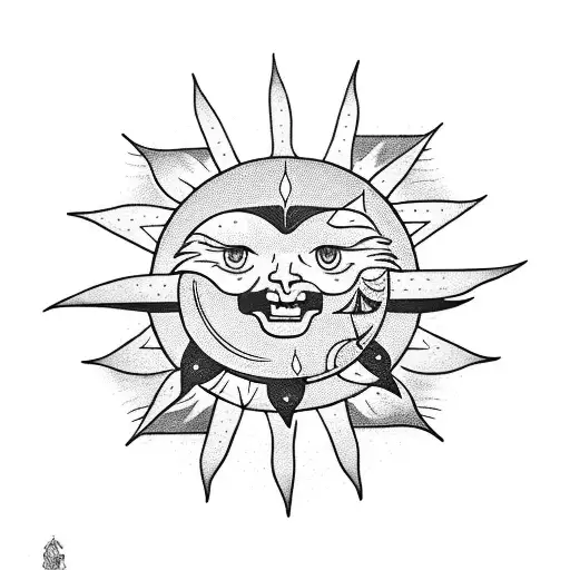 Sun And Moon With A Rocket