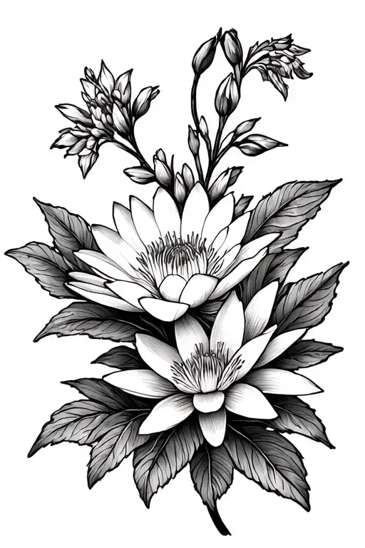 Larkspur And Water Lilly Flower