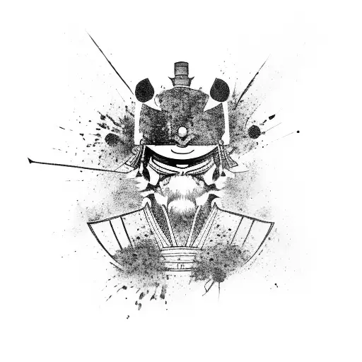 Samurai With Ink Splatter