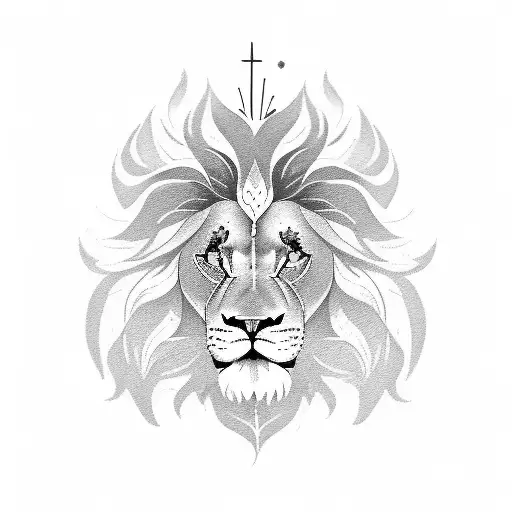 Half Lion With Flowers