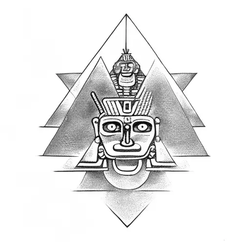 Itzamna Mayan God With Pyramid