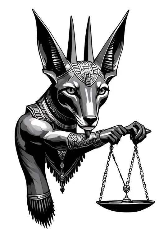 Anubis Egyptian God Of Death Jackal Holding The Balance