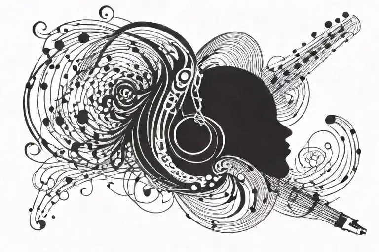 Abstract Music Design For Side Of Head