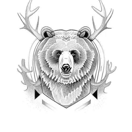 A Bear And A Stag From The Side