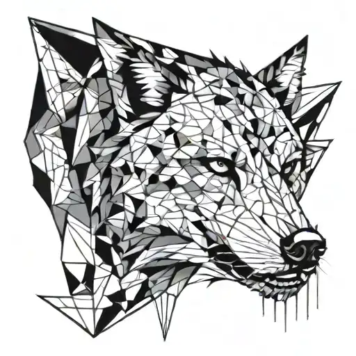 Wolf Geometric Blackwork