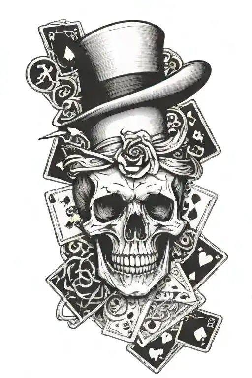 Skull With Cards Arranged