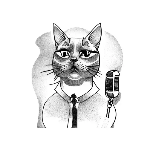 A Cat Holding A Microphone And Singing On A Rocky Coastline With Crashing Waves