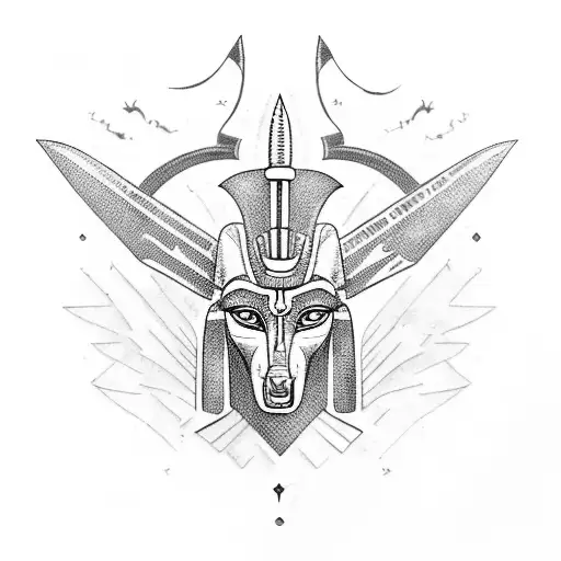 Egyptian God Anubis Holding A Spear In Vallhalla