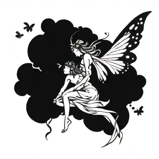 Fairy Blowing Butterflies Flying