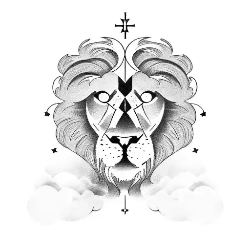 Clouds With Three Crosses And A Lion