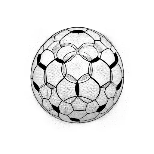 Dotted Outline Of A Soccer Ball Surrounded By Architectural Landmarks