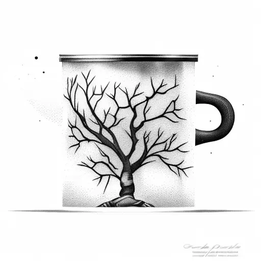 A Coffee Cup Nestled Among The Branches Of A Majestic Tree
