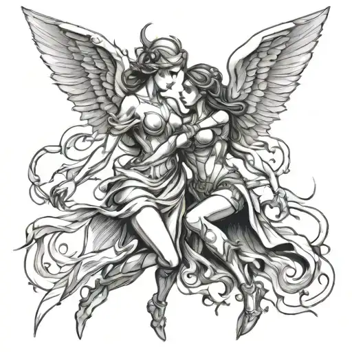 Fight Angel And Demon Girl