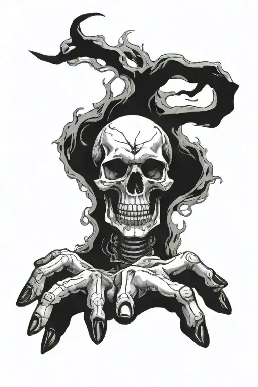 Skull With Hands Coming Out With Dark Designs