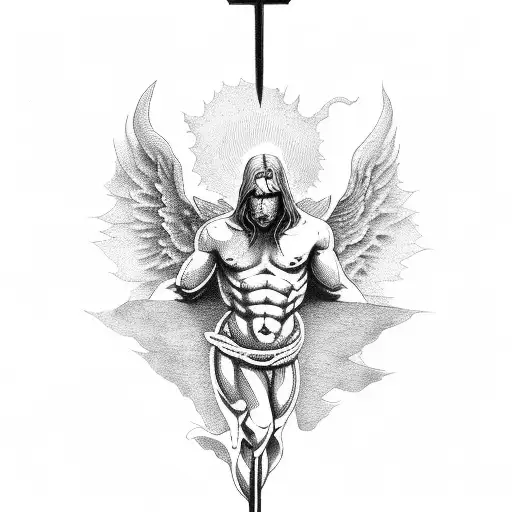 Devil Angel Holding A Cross