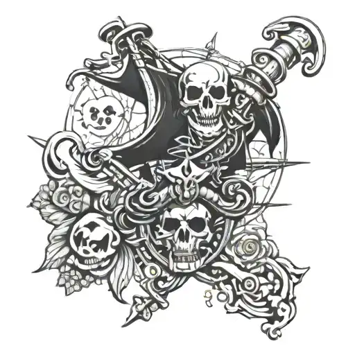 Pirate Theme Forarm Half Sleeve