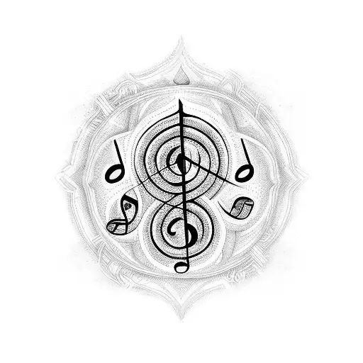 Music Notes Intertwined With Turkish Mythology Symbols