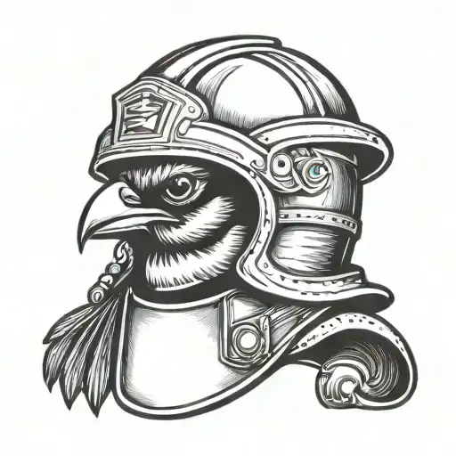 Fire Fighter Helmet Blue Jay Cardinal Perched