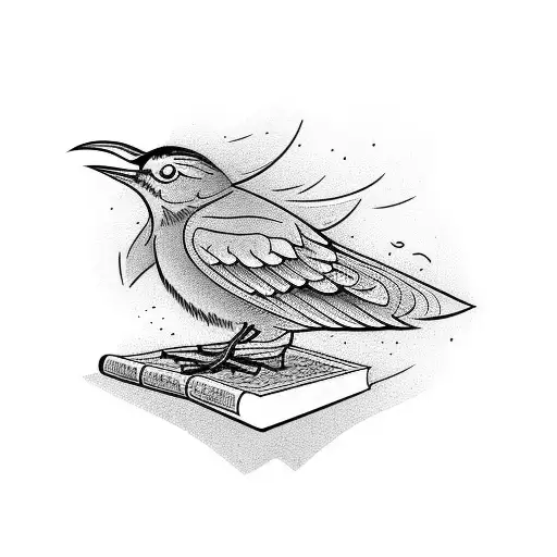 Mockingbird Carrying A Book