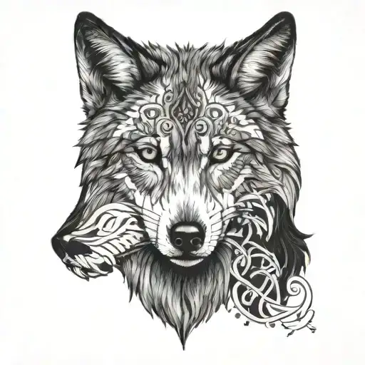 Gray Wolf Red Black