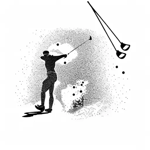 A Silhouette Of A Golfer Teeing Off With The Ventoux Mountain In The Background