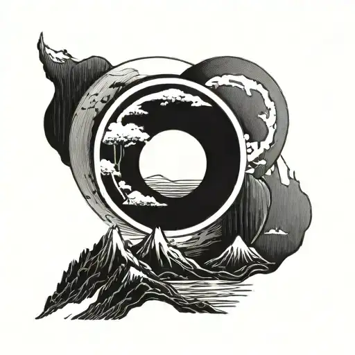Enso Cercle With Mountain