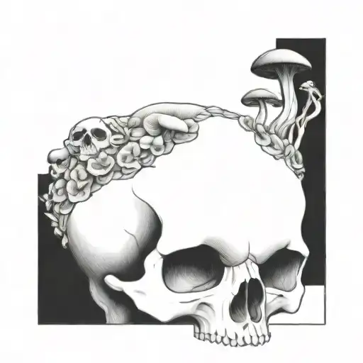 Skull And Mushrooms