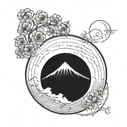 Enso Cercle With Mountain