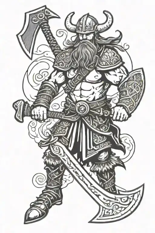 Viking Warrior Wielding An Axe